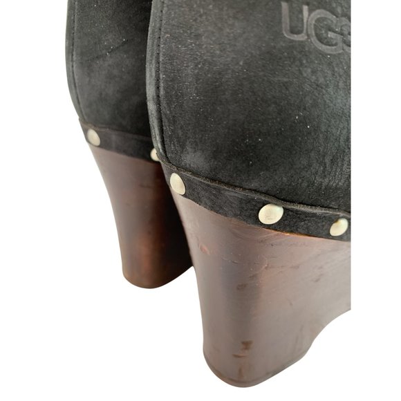 UGG Carnegie Black Suede & Shearling Lined Boots Size 9 1001317 Stud 6809 - Picture 7 of 14